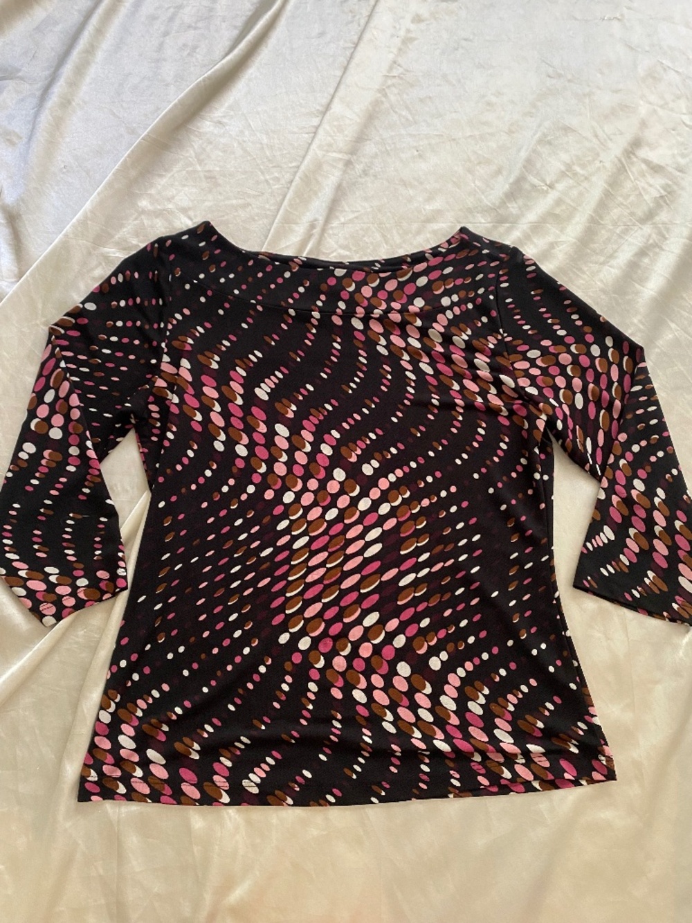 Vintage y2k Black Pink Abstract Polka Dot 3/4 Top M/L Fairy Mod